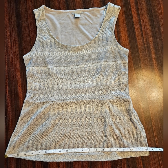 H&M 2-piece Set Peplum Tank and Crop Cardigan Gray Silver Glittery M EUC GLAM - Picture 8 of 14